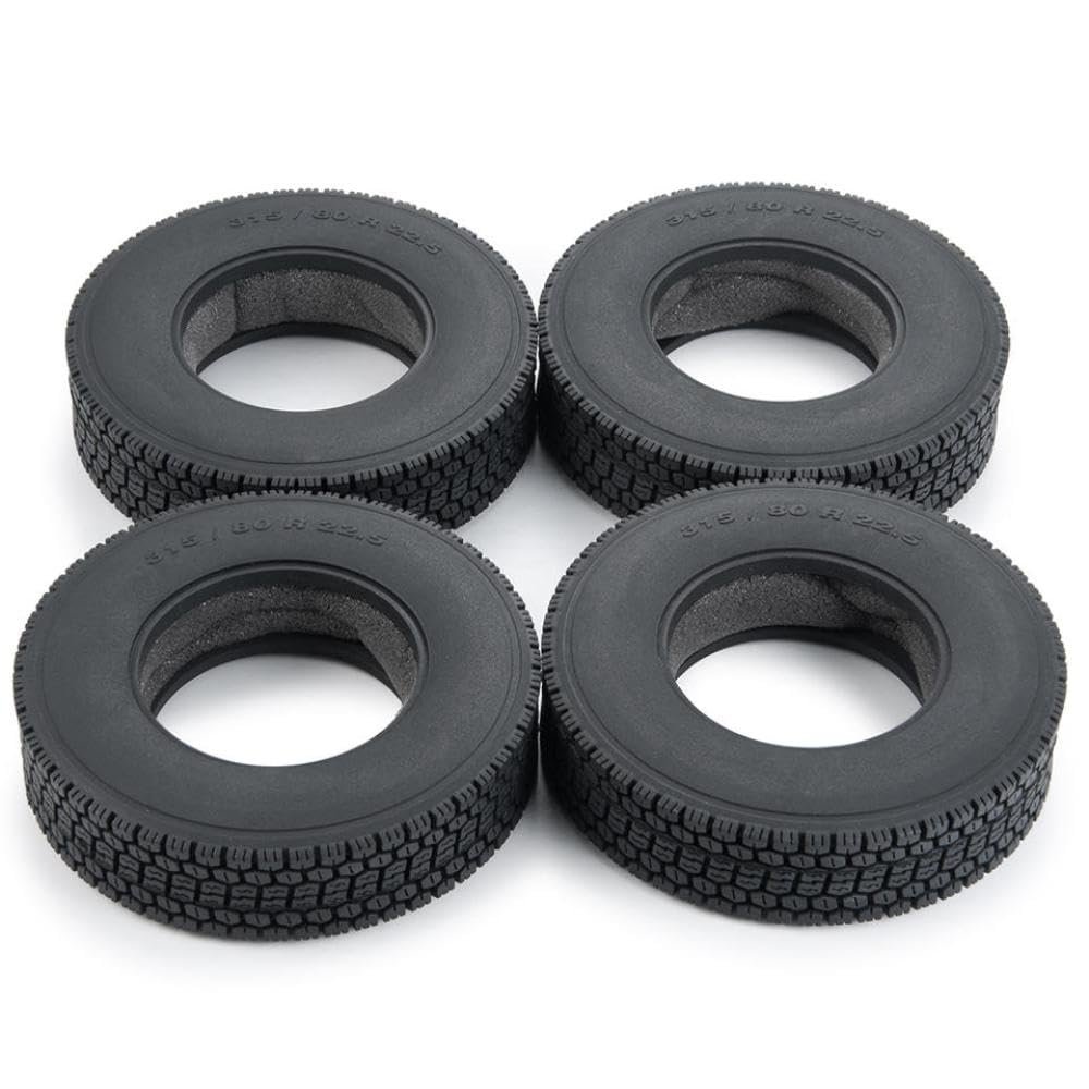1 2 4Pcs 22mm 25mm Beadlock Rubber Tyres Wheels with Foam Inserts Compatible with 1 14 Scale RC Trailers and Model Vehicles(4Pcs Tires 22mm)