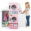 Costzon Kids Washer and Dryer Playset, Toddler Wooden Pretend Laundry Play Set w/Laundry Detergent Bottle, Iron, Hangers & Fabric Drawer, Realistic Laundry Room, Ideal Gift for Boys & Girls 3+ view 1
