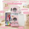 Costzon Kids Washer and Dryer Playset, Toddler Wooden Pretend Laundry Play Set w/Laundry Detergent Bottle, Iron, Hangers & Fabric Drawer, Realistic Laundry Room, Ideal Gift for Boys & Girls 3+ view 4