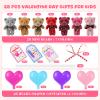 28 Pack Valentines Day Cards for Kids School, Valentine Keychains Mini Bears Plush Toys with Cards Heart-shaped Container, Gift For School Classroom Party Favor, Stuffed Animals Exchange Prize view 2