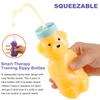 Honey Bear Straw Cups for Babies 4 pack, 8oz straw bear cup with improved safety lid design, honey bear cup and honey bear bottle. Straw learning therapy cup. Leak-Proof & Food-Grade & BPA Free view 2