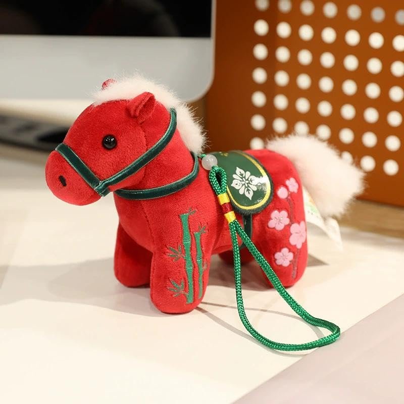 2026 Years of The Horse Chinese New Year Ornaments,Cute House Plush Mascot Figurine New Year Gifts,Lunar News Years Home Dcor, Chinese Spring Festival Party Favors, Office Table Gifts (Red)