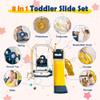 8-in-1 Toddler Playset with Swing & Slide  Indoor/Outdoor Playground for Age 1-3 Years  Featuring Climber, Basketball Hoop, Telescope, Peek-a-Boo, Sound Toy & Storage (Blue, Yellow) view 2
