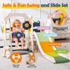 8-in-1 Toddler Playset with Swing & Slide  Indoor/Outdoor Playground for Age 1-3 Years  Featuring Climber, Basketball Hoop, Telescope, Peek-a-Boo, Sound Toy & Storage (Blue, Yellow) view 4