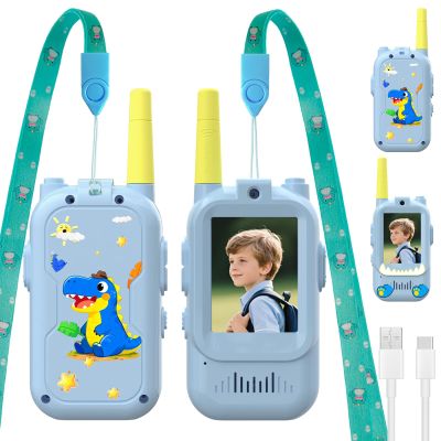 Video Walkie Talkies for Kids,ELFEYE Handheld Rechargeable Video/Voice Call Children Walkies Talkies,Toddler Toy for Indoor Outdoor Games,Camping Hiking,Gift for Kids Ages 3-12 (Blue/Blue)