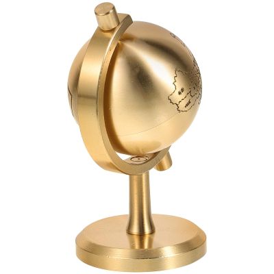 FOYTOKI Copper Desktop Globe Ornament for Office and Car Decor, Rotating Simulation Earth Globe Craft with Stand, Copper Model for Home Desktop Decoration and Educational Display