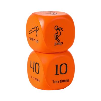 Fitness Dice, 6-Sided Fun Sports Equipment, 2-Piece Fitness Dice Game with Push Ups Lunges Jump, Teens Family Gym Details, Home Playtime Group Physical Education Training PE, for Active Fun