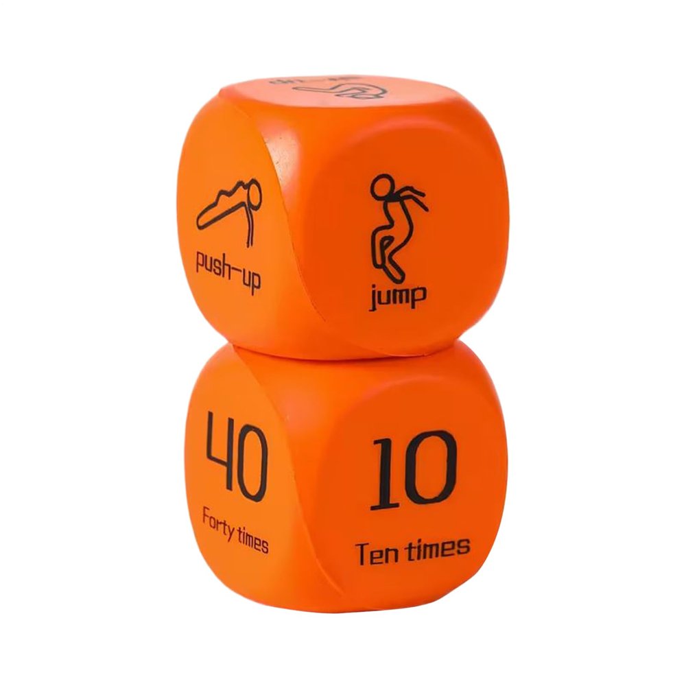 Fitness Dice, 6-Sided Fun Sports Equipment, 2-Piece Fitness Dice Game with Push Ups Lunges Jump, Teens Family Gym Details, Home Playtime Group Physical Education Training PE, for Active Fun