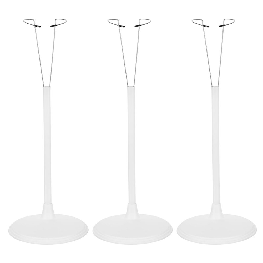 HEARTOOL Adjustable Doll Stand, Fits 24 Inch Doll Plastic Display Holder Support Retractable Waist Action Figure Stand Display Base Waist 1.8" - 2.6"(White, 3pcs)