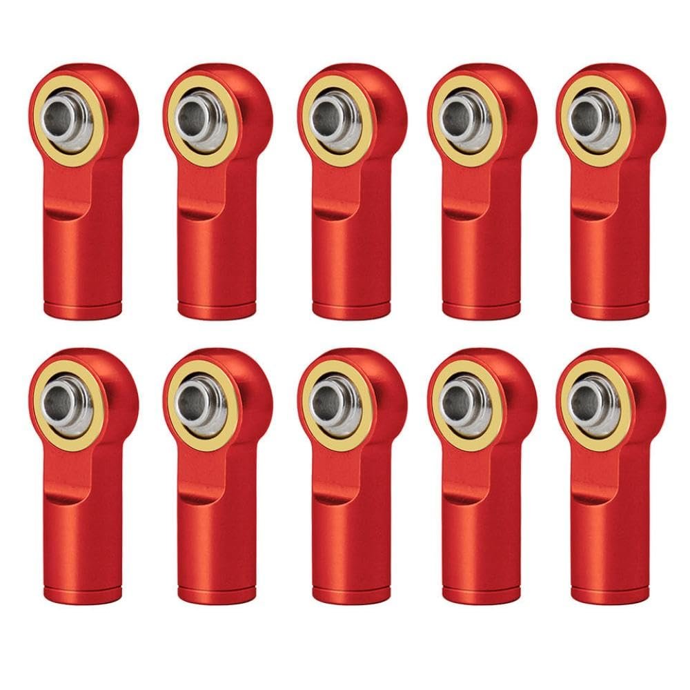 10Pcs Metal M4 Counter Clock-Wise Thread Ball End Head Link Rod Joint Compatible with RC Car Models 1 10 Scale(Red 10Pcs)
