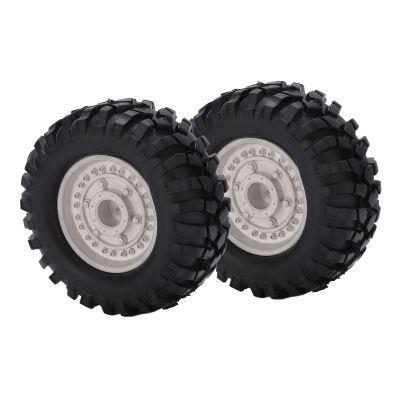2PCS 1.9 Inch Metal Wheel Rims Hubs, 96mm RC Rubber Tires Set, Antislip Surface with Aluminum Alloy Hub for Tamiya CC01 D90 SCX10 1/10 RC Car, Durable Off - Road Climbing Vehicle A (Silver)