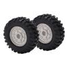 2PCS 1.9 Inch Metal Wheel Rims Hubs, 96mm RC Rubber Tires Set, Antislip Surface with Aluminum Alloy Hub for Tamiya CC01 D90 SCX10 1/10 RC Car, Durable Off - Road Climbing Vehicle A (Silver) view 1