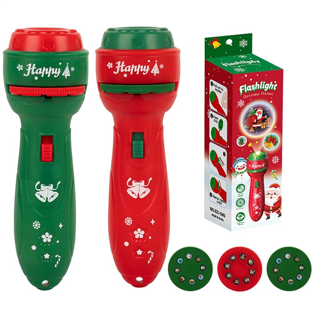 2 Pack-Kids Flashlight Color Projector 24 Different Patterns Image Projection Toys,Christmas Flashlight Projector