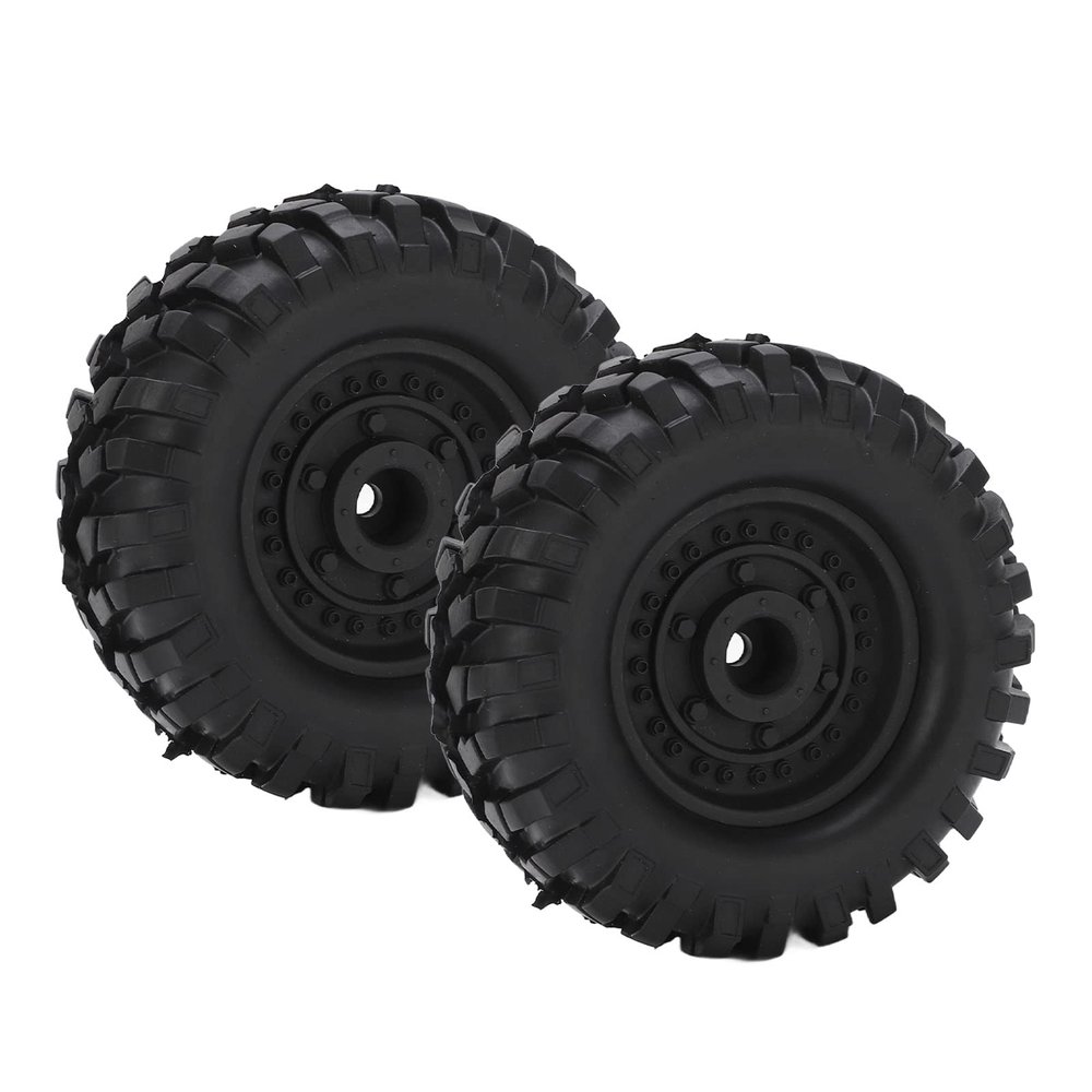 2PCS 1.9 Inch Metal Wheel Rims Hubs, 96mm RC Rubber Tires Set, Antislip Surface with Aluminum Alloy Hub for Tamiya CC01 D90 SCX10 1/10 RC Car, Durable Off - Road Climbing Vehicle A (Black)