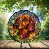 10-Inch Metal Wind Spinner Brown Dachshund Among Flowers 3D Dog Wind Spinner, Unique Metal Hanging Kinetic Wind Sculpture Ornament Gifts for Women Yard Art Garden Patio Lawn Indoor Outdoor Decor view 2