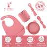 BabyX Silicone Baby Starter Kit, 5 Pieces First Feeding Set, Including Training Spoon, Fork, Cup, Bib and Bear Shaped Bowl (Pink), BPA-Free, Baby Utensils Supplies, Microwave/Dishwasher Safe view 3
