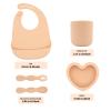 BabyX Silicone Baby Starter Kit, 5 Pieces First Feeding Set, Including Training Spoon, Fork, Cup, Bib and Heart Shaped Bowl (Peach), BPA-Free, Baby Utensils Supplies, Microwave/Dishwasher Safe view 2