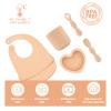 BabyX Silicone Baby Starter Kit, 5 Pieces First Feeding Set, Including Training Spoon, Fork, Cup, Bib and Heart Shaped Bowl (Peach), BPA-Free, Baby Utensils Supplies, Microwave/Dishwasher Safe view 3