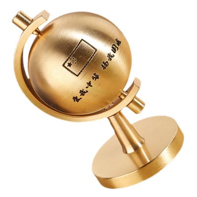 FOYTOKI Rotating Brass Desktop Globe with Base Small Tabletop Globe Decor for Office and Home Educational Geographic Ornament
