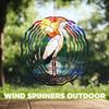 10-Inch Metal Wind Spinner Painted Stork by Water 3D Bird Wind Spinner, Unique Metal Hanging Kinetic Wind Sculpture Ornament Yard Art Garden Patio Lawn Indoor Outdoor Decor view 4