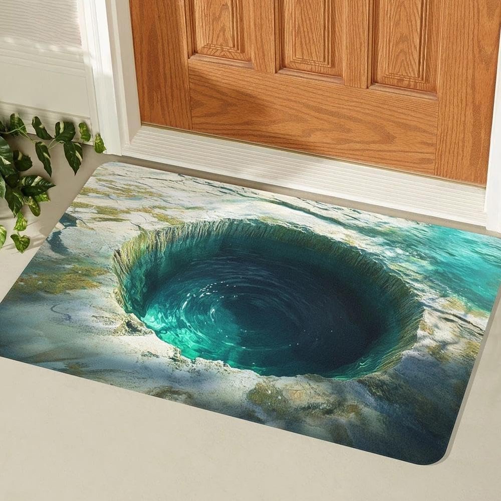 3D Optical Illusion Rug,Dog Gets Scared of 3D Carpet,2025 Muti-Design 3-D Hole Rug,Funny 3-D Carpet to Prank with Secure Non-Slip,Optical Illusion Rugs Easy Clean Doormat for Entrance