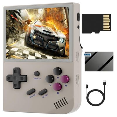 Anbernic RG35XX Handheld Game Console , 3.5 Inch IPS Screen Linux System Built-in 5000+ Classic Games Support HDMI TV Output(Gray)