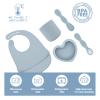 BabyX Silicone Baby Starter Kit, 5 Pieces First Feeding Set, Including Training Spoon, Fork, Cup, Bib and Heart Shaped Bowl (Blue), BPA-Free, Baby Utensils Supplies, Microwave/Dishwasher Safe view 3