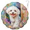 10-Inch Metal Wind Spinner Bichon Frise Sitting by Garden door3D Dog Wind Spinner, Unique Metal Hanging Kinetic Wind Sculpture Ornament Yard Art Garden Patio Lawn Indoor Outdoor Decor view 1