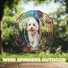 10-Inch Metal Wind Spinner Bichon Frise Sitting by Garden door3D Dog Wind Spinner, Unique Metal Hanging Kinetic Wind Sculpture Ornament Yard Art Garden Patio Lawn Indoor Outdoor Decor view 4