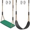 SELEWARE Heavy Duty Swing Seat Replacement for Kids, 2-Pack Outdoor Swing Set Accessories with Adjustable Ropes & Snap Hooks, Plastic Playground Swing for Backyard, Tree, Indoor Play (Black & Green) view 1