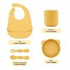 BabyX Silicone Baby Starter Kit, 5 Pieces First Feeding Set, Including Training Spoon, Fork, Cup, Bib and Bear Shaped Bowl (Yellow), BPA-Free, Baby Utensils Supplies, Microwave/Dishwasher Safe view 2