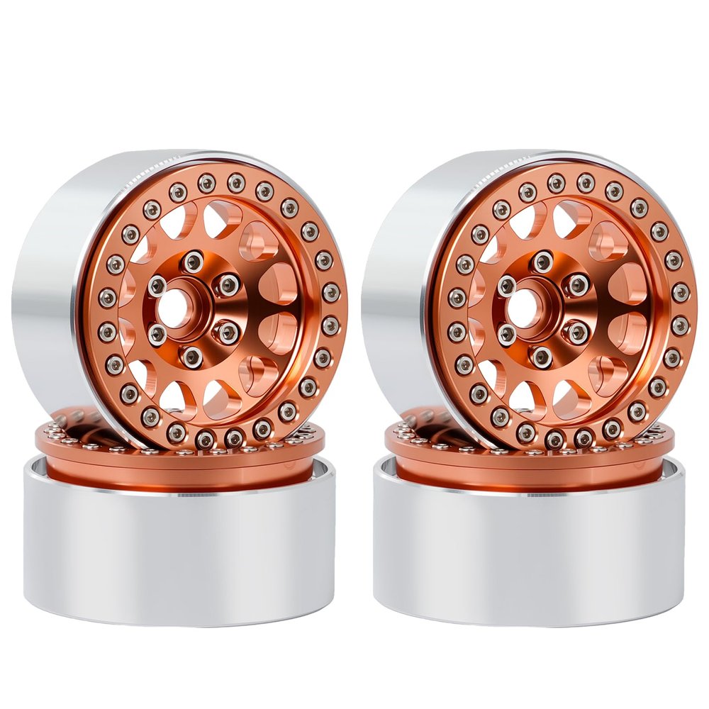 1.9inch Beadlock Wheels Rims for 1/10 RC Crawler (Set of 4) Wheels Upgrade (Copper)