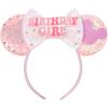 CANMIL Birthday Sparkle Princess Bow Headband for Women Girls, Sequin Birthday Party Hair Accessories (Pink) view 1