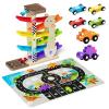 Paisure Wooden Car Ramp Racer for Toddlers 1-3, Montessori Race Track Toy view 1