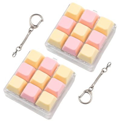 2 Pcs Creamy Keyboard Fidget Toy, 9 Keys Cute Clicker Keyboard Fidget for Adults Relieve Stress and Anxiety Decompression Pink Keyboard Fidget Keychain