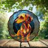 10-Inch Metal Wind Spinner Dachshund Puppy 3D Dog Wind Spinner, Unique Metal Hanging Kinetic Wind Sculpture Ornament Gifts for Women Yard Art Garden Patio Lawn Indoor Outdoor Decor view 2