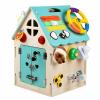 Montessori Wooden Busy House,Solid Wood,Safe&Non-Toxic,Cultivate Practical and Logical Thinking Ability,Life and Fine Motor Skills,Wooden Busy House for Toddlers,Christmas Birthday Gift (Blue) view 1