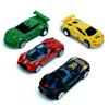 4 Pack Flexible Track Compatible Toy Cars - 2 Pull Back & 2 Push Cars with Twistable Body for Sharp Turns, Mini Race Cars, Durable Toy Vehicles for All Soft Track Racing & Stunts view 1