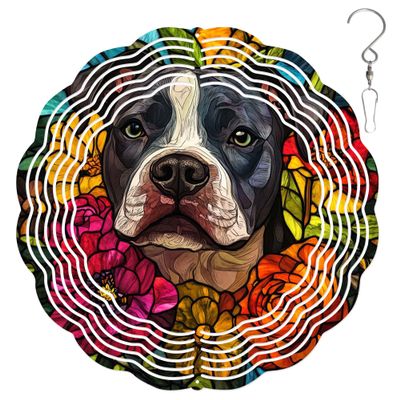10-Inch Metal Wind Spinner American Bulldog 3D Dog Wind Spinner, Unique Metal Hanging Kinetic Wind Sculpture Ornament Gifts for Women Yard Art Garden Patio Lawn Indoor Outdoor Decor