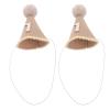 ARTSEWPLY 2Pcs Birthday Party Hats Felt Cone Caps with Pom Poms Brown Party Supplies for Boys Holiday Celebration Headwear view 1