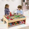 HONEY JOY Train Table, Wooden Kids Activity Table with 3 Storage Bins, 94 Multicolor Pieces, Tracks, Trains, Cars, Toddler Train Table Set with Reversible Tabletop, Gift for Boys Girls Age 3+ view 2