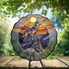 10-Inch Metal Wind Spinner Wolf On Rocky Peak in Sunset 3D Wildlife Wind Spinner, Unique Metal Hanging Kinetic Wind Sculpture Ornament Gifts for Women Yard Art Garden Patio Lawn Indoor Outdoor Decor view 2