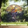 10-Inch Metal Wind Spinner Wolf On Rocky Peak in Sunset 3D Wildlife Wind Spinner, Unique Metal Hanging Kinetic Wind Sculpture Ornament Gifts for Women Yard Art Garden Patio Lawn Indoor Outdoor Decor view 4