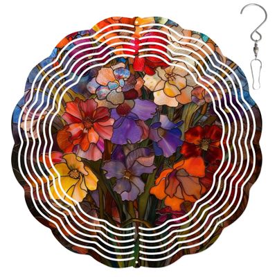 10-Inch Metal Wind Spinner Vibrant Mix of Flowers 3D Floral Wind Spinner, Unique Metal Hanging Kinetic Wind Sculpture Ornament Gifts for Women Yard Art Garden Patio Lawn Indoor Outdoor Decor (3)