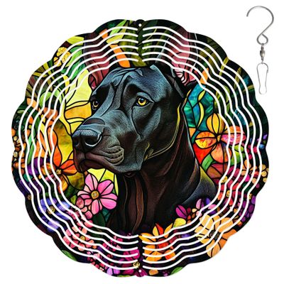 10-Inch Metal Wind Spinner Black Doberman Pinscher 3D Dog Wind Spinner, Unique Metal Hanging Kinetic Wind Sculpture Ornament Gifts for Women Yard Art Garden Patio Lawn Indoor Outdoor Decor