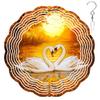 10-Inch Metal Wind Spinner Two White Swans in Autumn Lake 3D Bird Wind Spinner, Unique Metal Hanging Kinetic Wind Sculpture Ornament Yard Art Garden Patio Lawn Indoor Outdoor Decor view 1