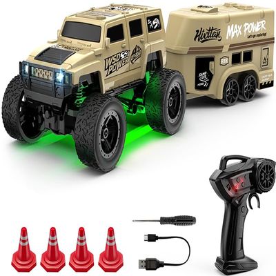 KAIMIO 1:64 Scale Mini RC Crawler with Gyro Full Proportional RTR 2.4Ghz Remote Control Truck with RGB Lights (E88-Yellow)
