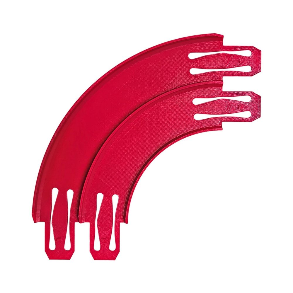 K TOMOTO 90 Degree Banked Turn, Double Racetrack Connector Compatible with Hot Wheels, Curved Track Pieces for 1:64 Vehicle & Slot Car Race Lane Building, Red