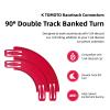 K TOMOTO 90 Degree Banked Turn, Double Racetrack Connector Compatible with Hot Wheels, Curved Track Pieces for 1:64 Vehicle & Slot Car Race Lane Building, Red view 2