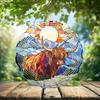 10-Inch Metal Wind Spinner Shaggy Highland Cow in Sunlit 3D Wildlife Wind Spinner, Unique Metal Hanging Kinetic Wind Sculpture Ornament Gifts for Women Yard Art Garden Patio Lawn Indoor Outdoor Decor view 2